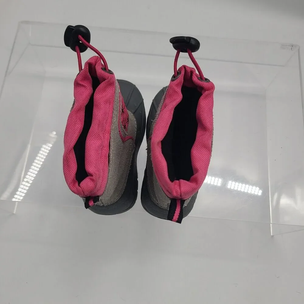 SPORTO Little Girl's 5/6 Gray & Pink Snowflake Winter Boots
